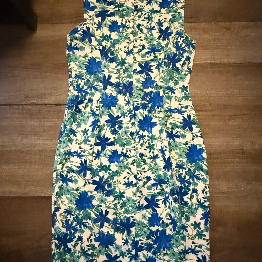 Calvin Klein Floral Sleeveless Dress - Blue and Green - Picture 4 of 4